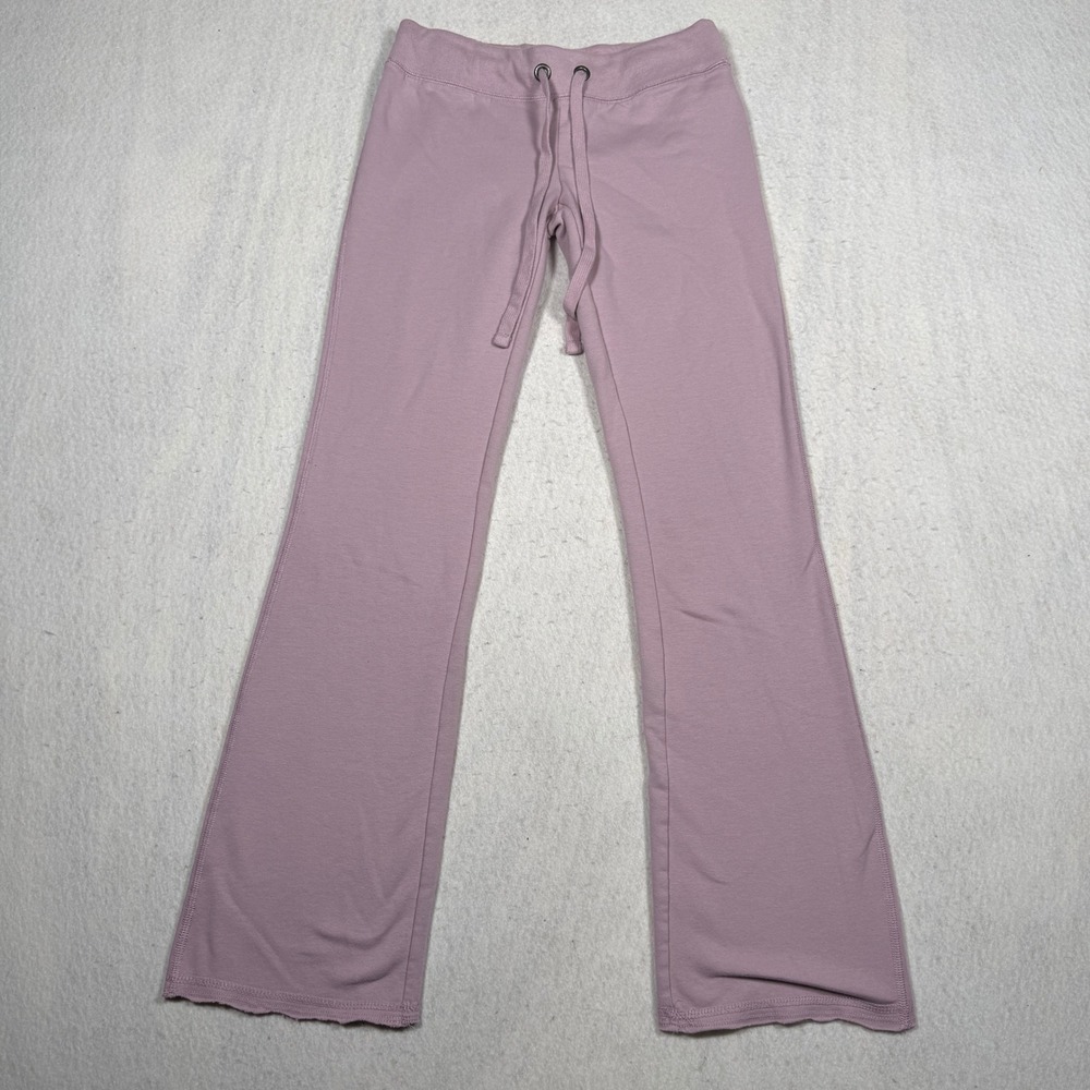 Aeropostale Womens XS Mauve Pink Flare Leg Drawstring Fleece Sweatpants Y2K